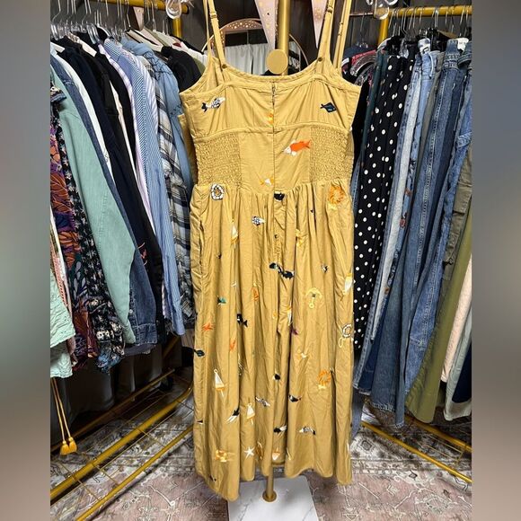 Maeve x Anthropologie Embroidered Fish MIDI Dress - Picture 7 of 9